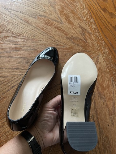 Aisha John Lewis Patent Court Shoes , Black, Size 6, New - Picture 4 of 10