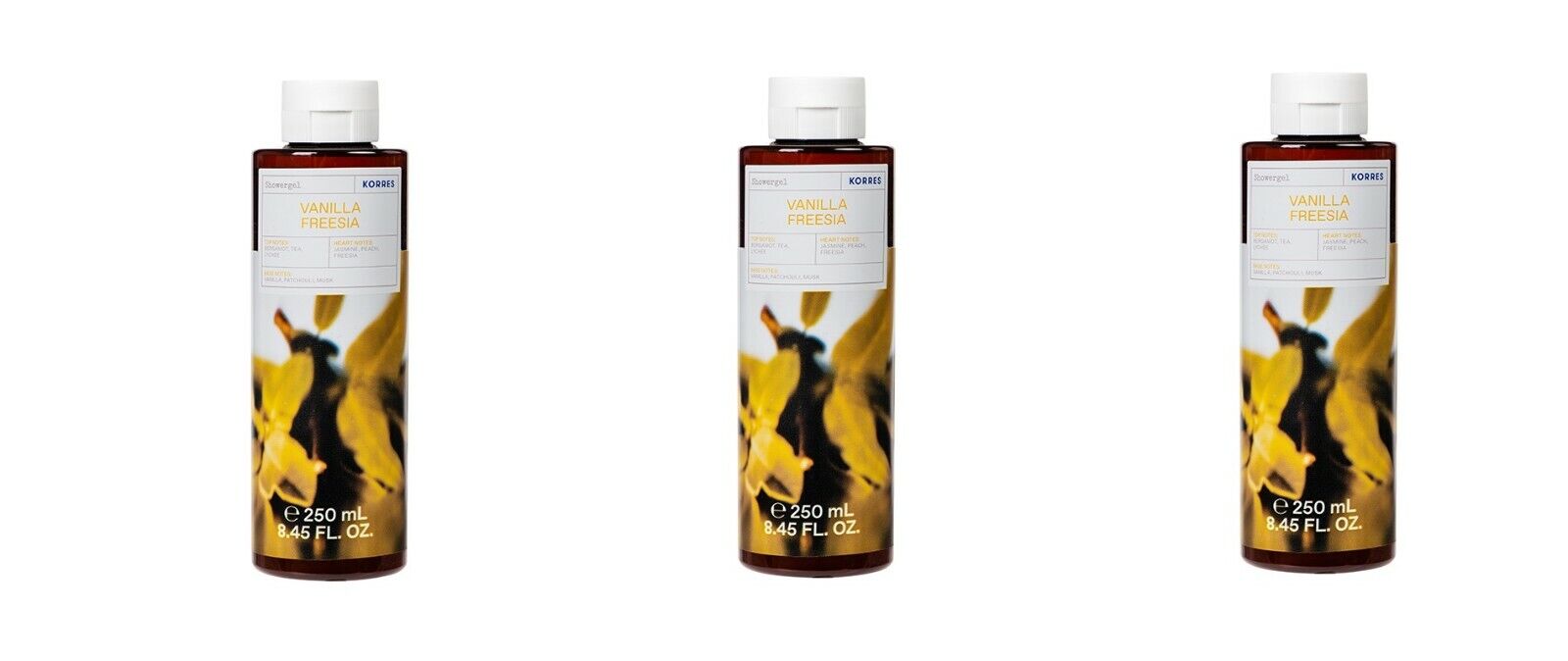 Korres Vanilla Freesia Shower Gel 3x250ml NewFast Shipping eBay