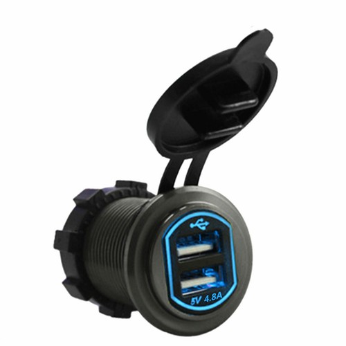 Dual USB Port Fast Car Charger Adapter Blue LED For iPhone Samsung Phone iPad - Picture 3 of 12