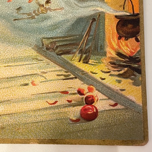 Raphael Tuck Halloween Postcard 1908 Witch Cat Cauldron Bat Devil Skeleton # 160 - Picture 6 of 17