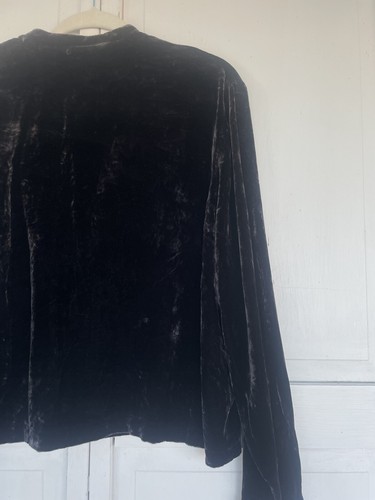 Eileen Fisher Womens Blazer Large Velvet Jacket Brown Whimsygoth Buttons - Picture 10 of 10