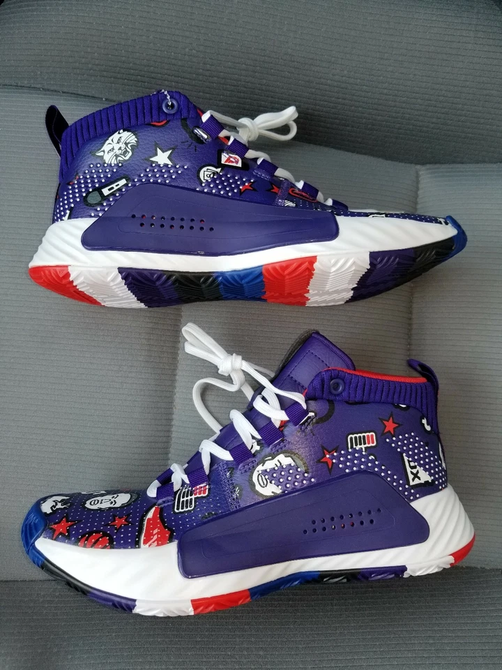 RARE Adidas Dame 5 Purple Red White EG2820 Damian Lillard Basketball Shoes Sz4.5 - Image 2 of 4