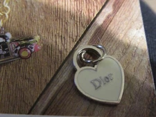 DIOR ZIP PULL charm 14x17MM CREAM, SILVER  tone, LOT  1