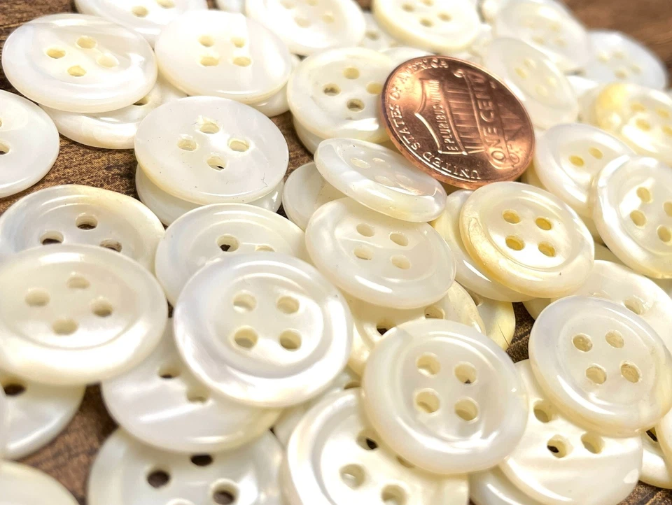 6 Fabulous Iridescent Mississippi River pearl MOP Buttons 15mm Almost 5/8" 12714 - Image 2 of 3
