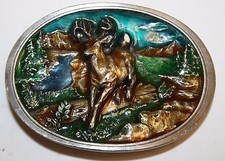 1986 Vintage Buck Deer Hunting Brass Enamel Buckle Wilderness Rare