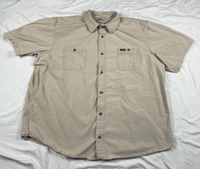 Carhartt Shirt Adult 2XL Tan Canvas Pockets Button Up Short Sleeve Work Mens
