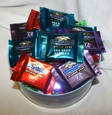 Ghiradelli Chocolate Square Candies Christmas Birthday Occasion Gift Tin Box 8oz