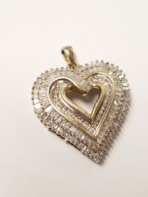 Goldfarbener 925 Sterling Silber Diamant Herz Anhänger (5,9 g T.W)