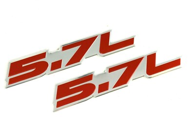 QTY 2 5.7 ENGINE ALUMINUM EMBLEM BADGE RED SILVER FOR DODGE
