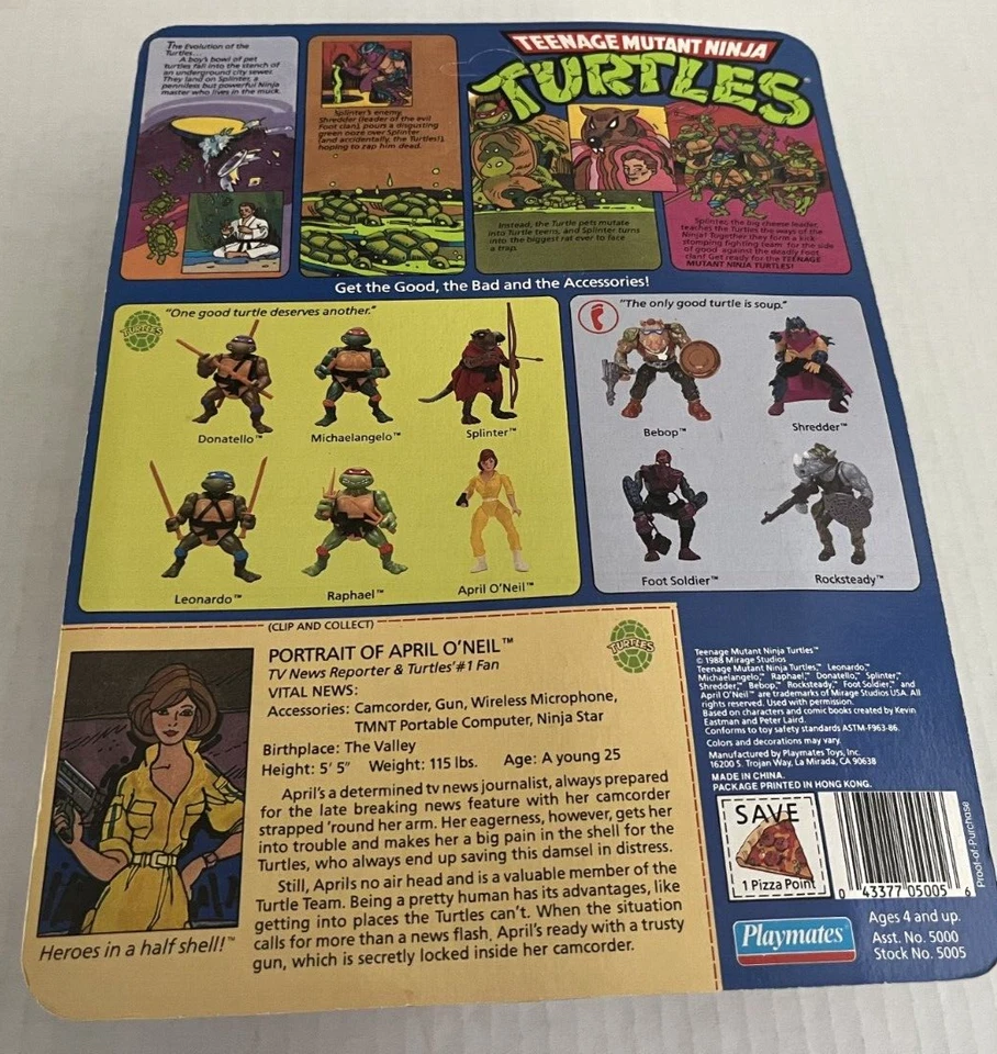 LOTE DE 10 BACK 1988 Tortugas Ninja Adolescentes Mutantes ABRIL O’NEIL RAYAS AZULES Y NARANJAS Foto 3 de 4