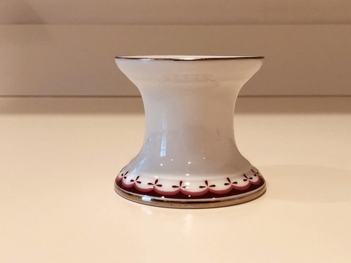 Hochst Hand Painted Porcelain Raspberry/Silver Trim Candleholder B New