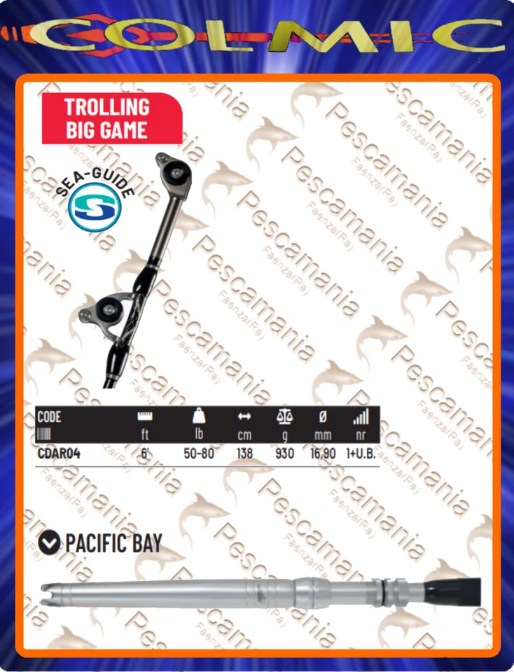 Canna traina colmic Argentia trolling big game 6' FT 50-80 LBS - Immagine 2 di 2