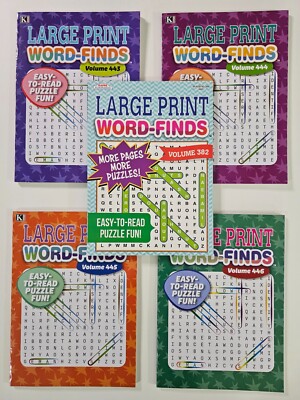 5 Large Print Word-Finds Puzzle Books Kappa Games Vol #382,443-446 ~ Search,Hunt