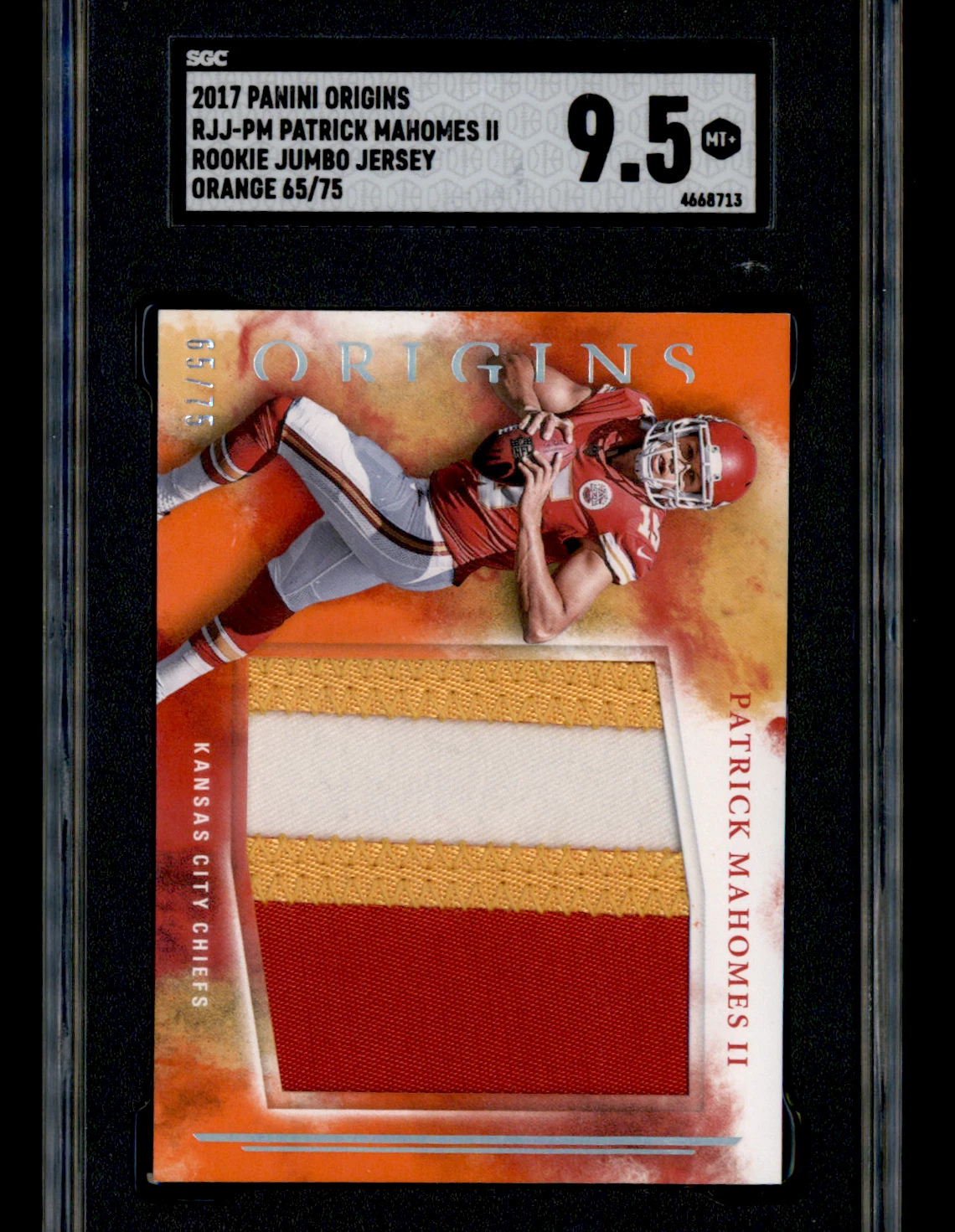 Patrick Mahomes Panini Origins Rookie Jumbo Jerseys #RJJPM Orange