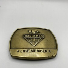 VTG 1996 Handyman Club Of America Life Member Belt Buckle Trucker Brass 3x2.5  