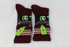2 Pair Pro Compression LifeStyle Crew Maroon Cluster Stripe Socks  S/M 9-11 New