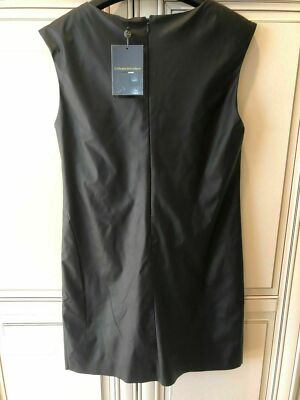 Mini Robe Cuir Noir Catherine Malandrino - Découpes Nacrée, Taille S, Neuve Avec Étiquettes