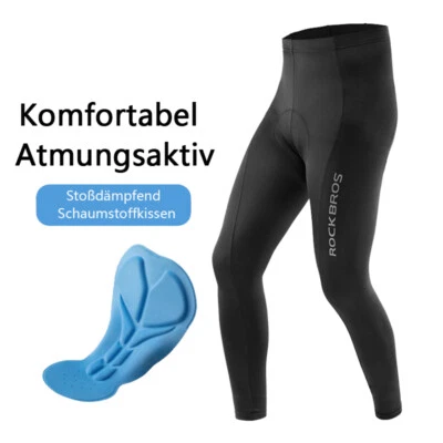 ROCKBROS Fahrrad Hose Lang mit 3D Sitzpolster Herbst Atmungsaktiv Reflektierend