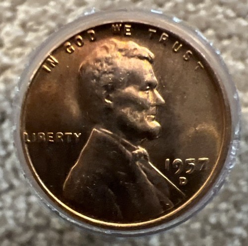 1957-D Lincoln Wheat Penny Cent - BU Roll - Picture 2 of 2