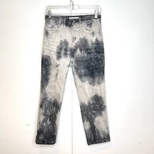 TOPSHOP Cropped Black Tie Dye Straight Jean Size 26 High Waist