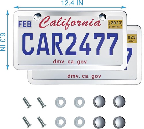 2-Pack Rust-Proof Stainless Steel License Plate Frames | Universal Car Holder - Picture 5 of 6