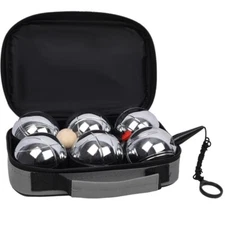 Petanque Boules Set for Bocce Ball 6 Metal Tossing Balls in Case Backyard Game