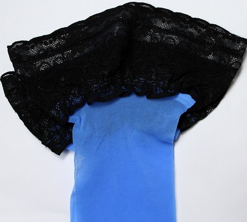 Halterlose Strümpfe Spitzenband breite Spitze Farben mit Lycra Gr S-XXL Naht EU - Bild 37 von 53