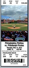 Pittsburgh Pirates vs Philadelphia Phillies 5/14/2015 Full Ticket 