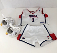Build-A-Bear WNBA Basketball Outfit with Shoes White Navy and Red