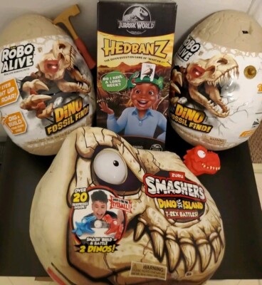 DINO LOT Zuru Smashers DIno Island Mini Skull T-Rex Battle Robo Alive Headbanz