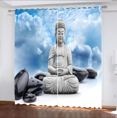 Wohnbereich Schlafzimmer Vorhänge Zweiteilig Verdunklung| Buddha Meditiert 04