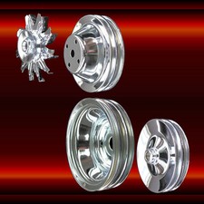 Chrome Small Block Chevy 4 Pulley Set Long Wp Full Set 283 327 350 383 400 Chrome Small Block Chevy 4 Pulley Set Long Wp Full Set 283 327 350 383 400