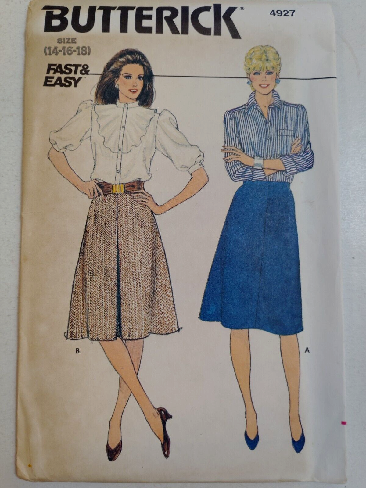 Skirt A Line 14 16 18 Butterick 4927 Sewing Pattern UC VTG Below Knee Fast Easy-image