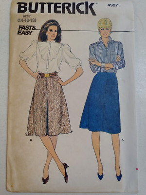Skirt A Line 14 16 18 Butterick 4927 Sewing Pattern UC VTG Below Knee Fast Easy