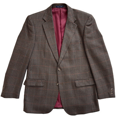 houndstooth Alan Flusser lambswool soft tweed blazer jacket sport suit coat 44 L