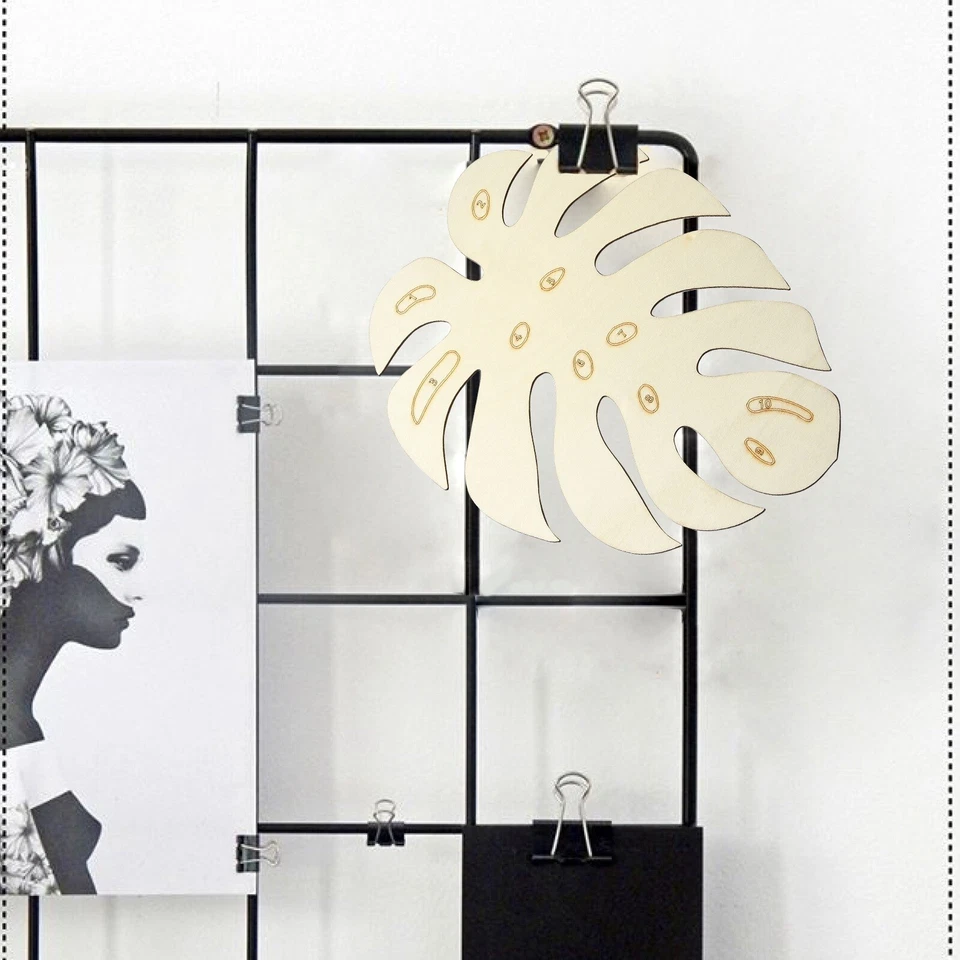 6 moldes de corte de macramé de hojas de 3 tamaños hojas madera rústica para decoración colgante de pared Foto 3 de 4