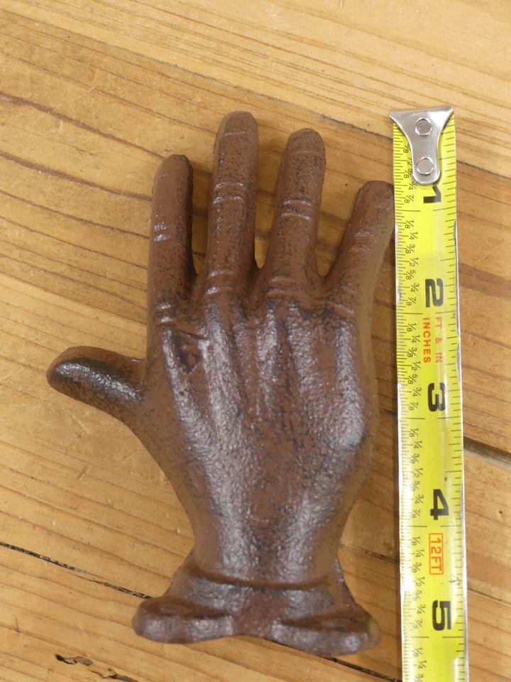 2 Cast Iron Hand Bookends Book Ends Bookshelf Paperweight Rustic Home Decor Stop - Image 4 of 4