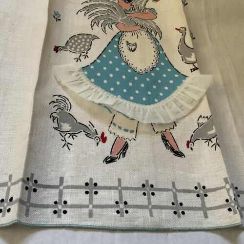 Vintage Kitchen Towel with Rooster and Chickens, Details In Description - Picture 8 of 11