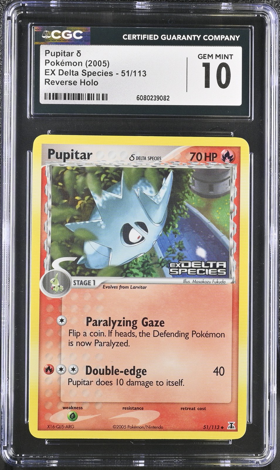 CGC 10 Pupitar EX Delta Species 51/113 Reverse Holo Stamped Pokemon Card