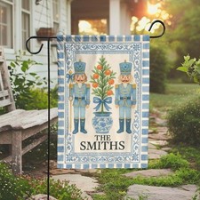 Personalized Nutcracker Garden Flag, Custom Name Christmas Yard Decoration