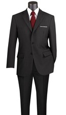 Lucci by Vinci Men's Regular Fit 2-Piece Solid Color Suit Black