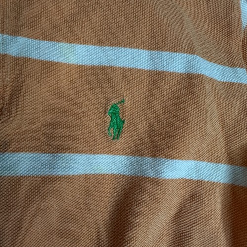 Boys Polo Ralph Lauren Orange Striped Polo Green Pony Shirt Small 8/10 SEE DESC. - Picture 5 of 9