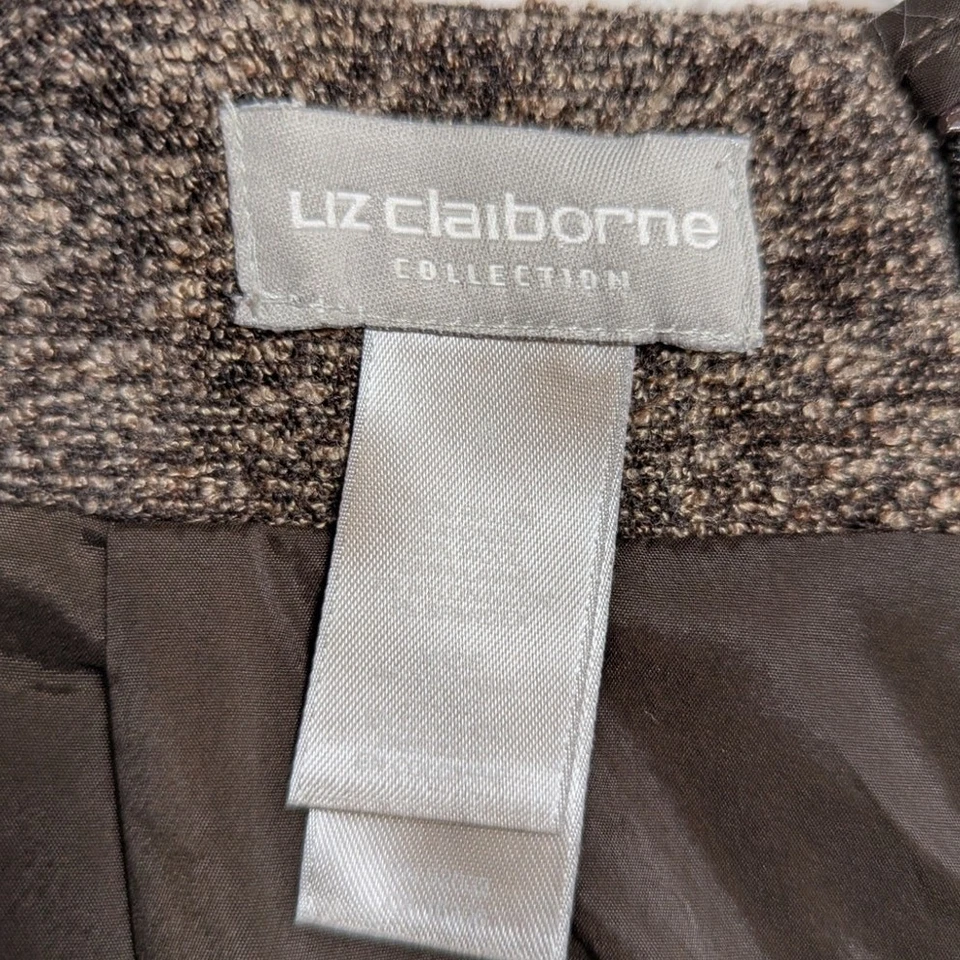 Винтажная юбка-карандаш из шерстяной смеси Liz Claiborne Collection коричневая твидовая миди  - Изображение 4 из 4