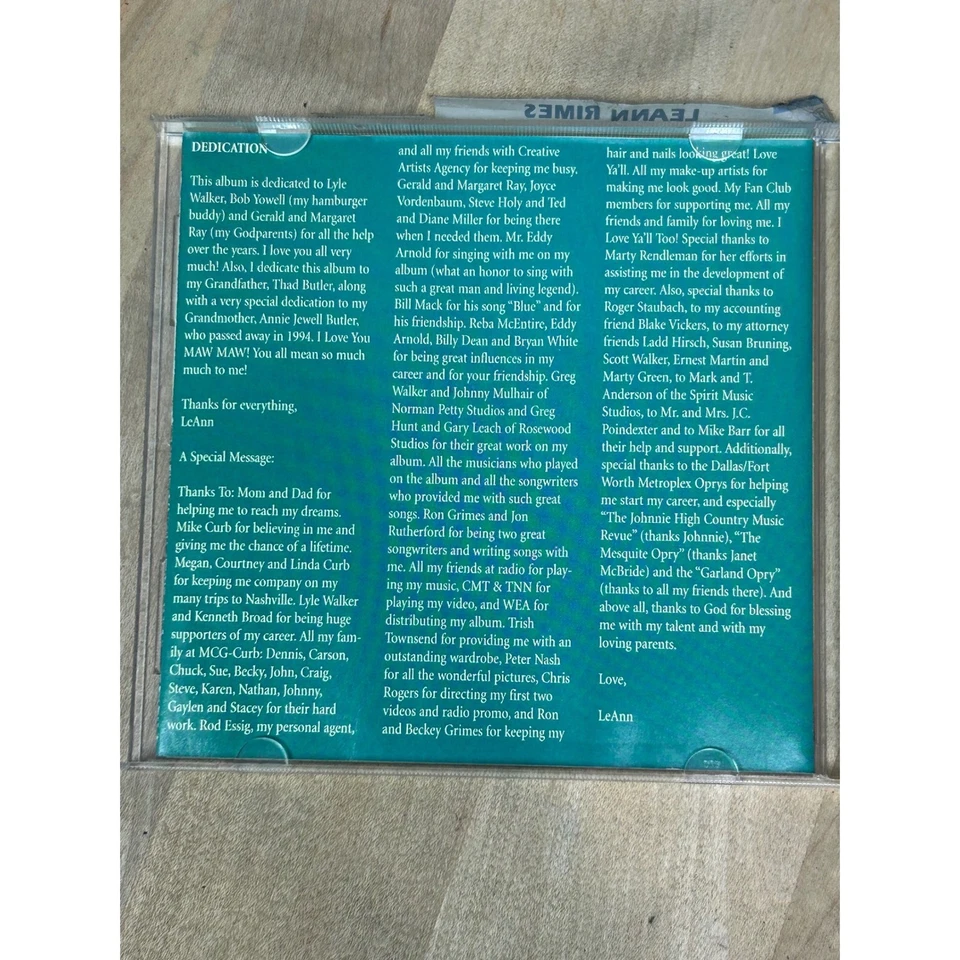 LeAnn Rimes Blue CD 1996 Curb Records Country Music Album Vintage Foto 2 de 4