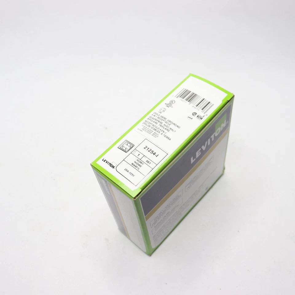 Leviton Industrial Quadplex Toma/Receptáculo Marfil 20 Amp 125 V 21254-I Foto 2 de 4