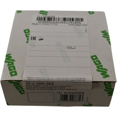Pack of 25 NEW Wago 264-368 Connector End Plate For Terminal Blocks