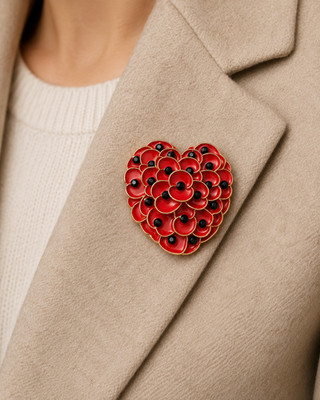 2026 Popy Brosche großes Herz rot schöne Blume Anstecknadel, Remember Day Pin, Anstecknadel Gif