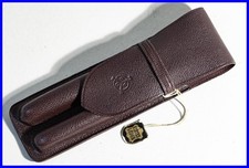 50er SAFIAN LEDER Etui Montblanc mit Werbeprint "BVG" in Braun +Lasche f&uuml;r 2 St.