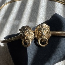 Gold Tone Double Head Lion Stretchy Belt. vintage