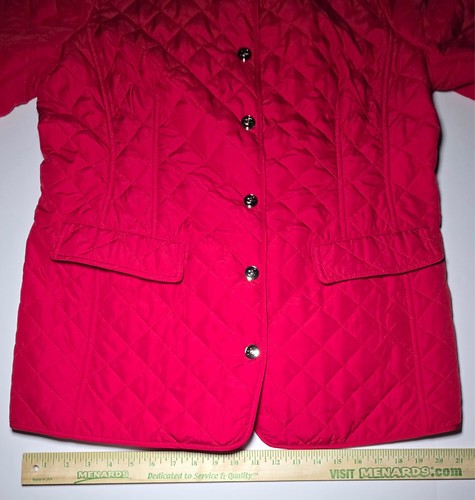 Chico's Womens Red Quilted Snap Shut Jacket Size 8 / 10 - Picture 12 of 17